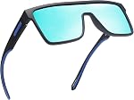 GLINDAR Lunettes de soleil de bouclier polarisé pour hommes Square Flat Top Lunettes de sport UV400,Une pièce, Trendy, Confortable, Légère