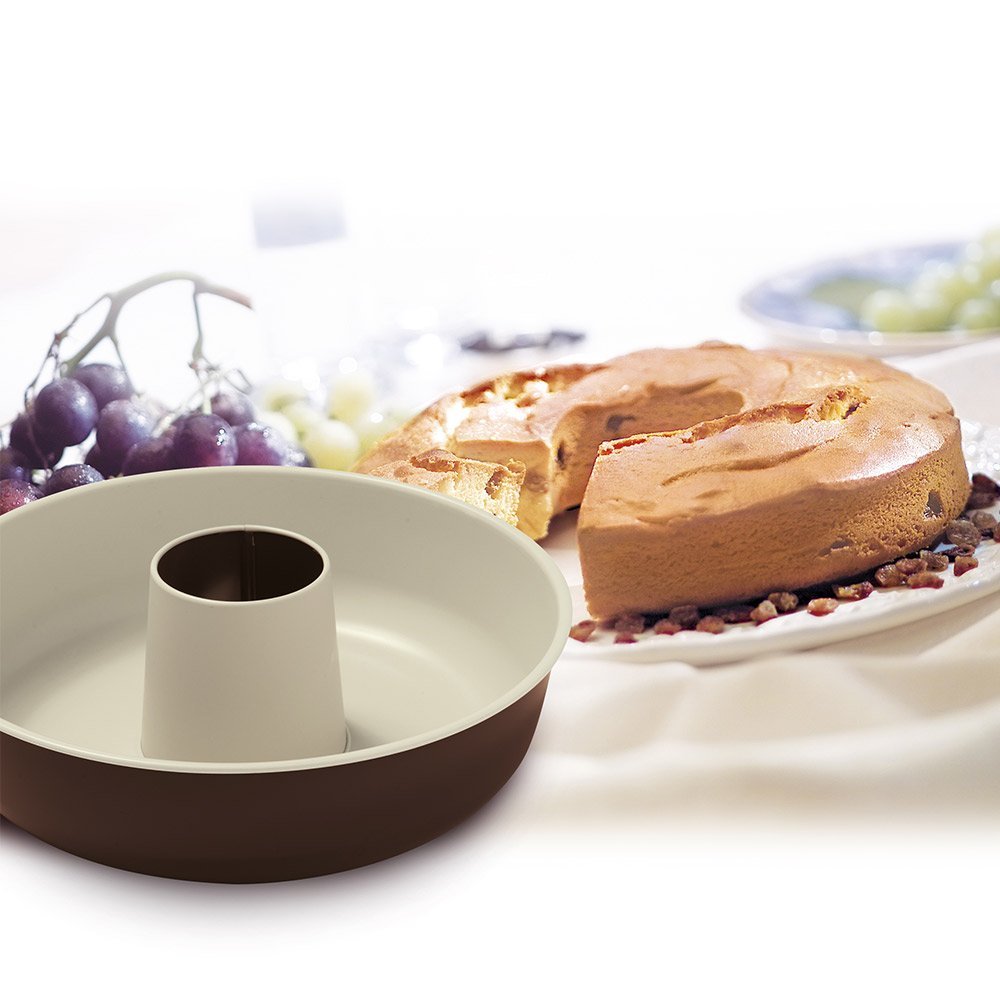 Guardini Chocoforme, Moule à savarin 25cm, acier avec revêtement anti-adhérent, couleur crème-chocolat (Lot de 2)