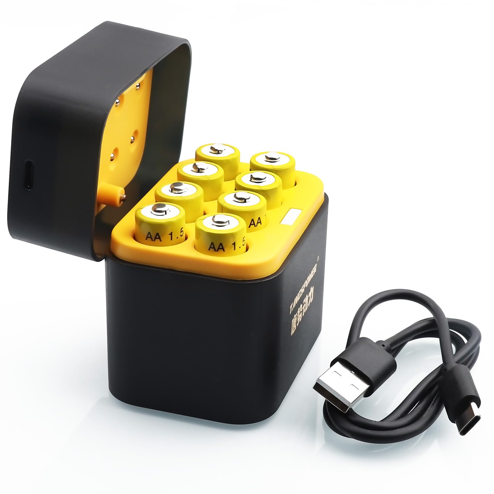 Piles Rechargeables AA Lithium (Lot de 8) avec Chargeur, 4000mWh Triple A 1,5V Tension de Sortie constante Pile AAA Li-ION Batterie, 1600+ Cycles, Faible Auto-décharge AA Rechargeable