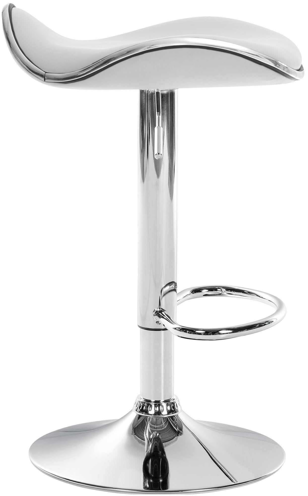 CLP Taburete Alto de Cocina Shanghai en Polipiel I Silla de Bar giratoria Regulable en Altura con Base metálica, Color:Blanco, Material del Soporte:Hierro Cromado
