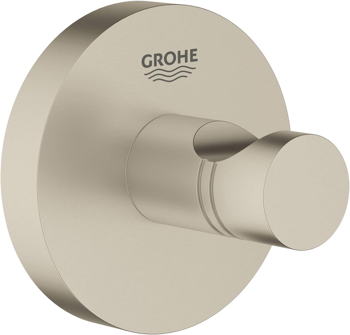 Essentials Modern Round Brushed Nickel 2-Hook Robe Hook, 5 lbs Max Weight, Rust Resistant, Wall Mount, Tile, Metal, Concrete Surface