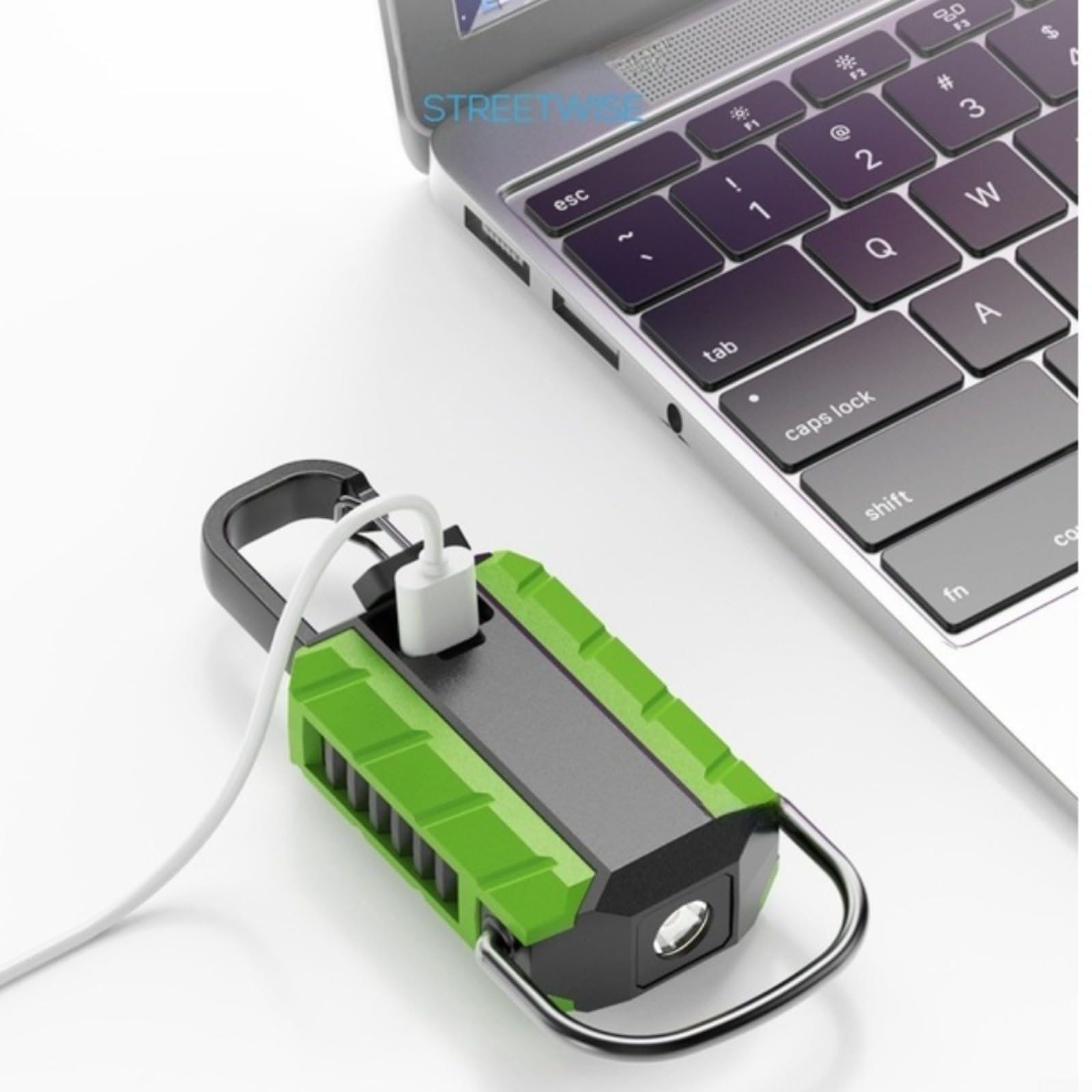 Torcia a LED con portachiavi, ricaricabile tramite USB, torcia compatta con illuminazione multi-modalità e forte proiezione del fascio per campeggio all'aperto, escursionismo, viaggi