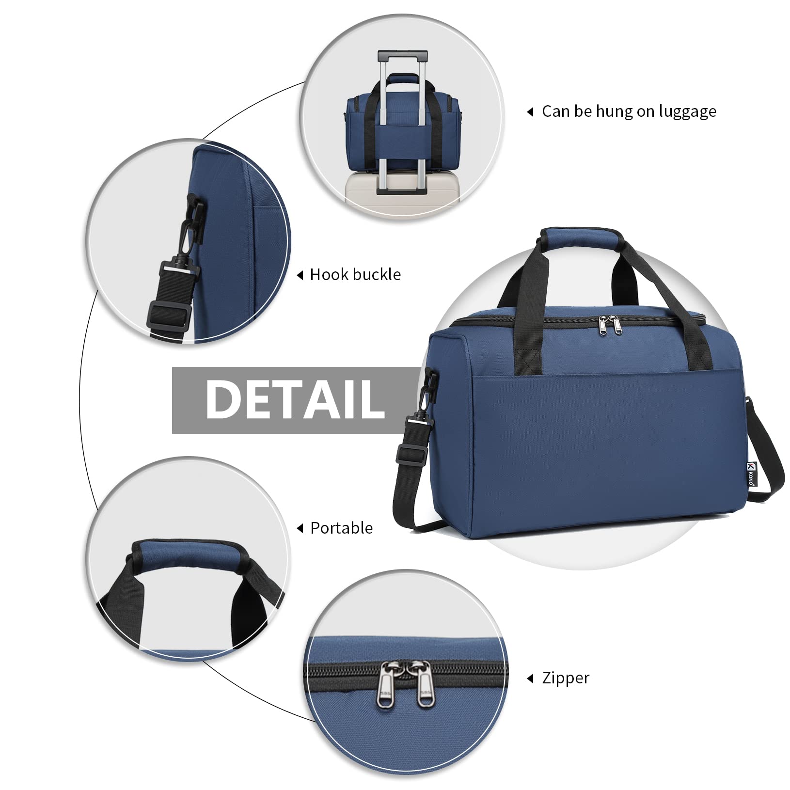 KONO Bagaglio a Mano 40x20x25 Ryanair Borsone da Viaggio con Manica per Trolley Borsa Sportiva 20L (Marina Militare)