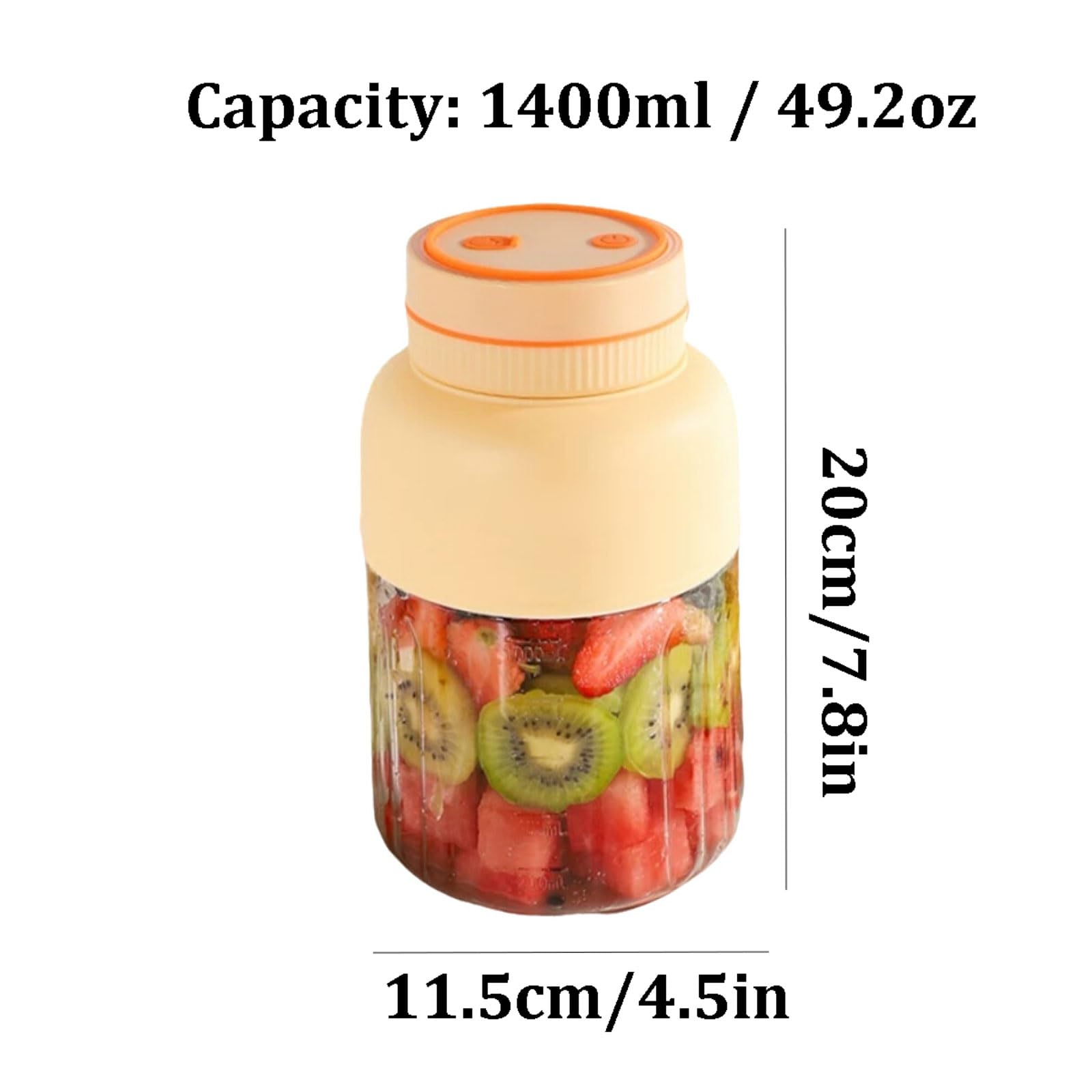 Bezprzewodowy plastikowy przenośny blender z 2 pokrywkami 46 ostrzy USB osobisty rozmiar blender do smoothie lód wyciskanie soku 1400 ml wydajność (jasnoczerwony)