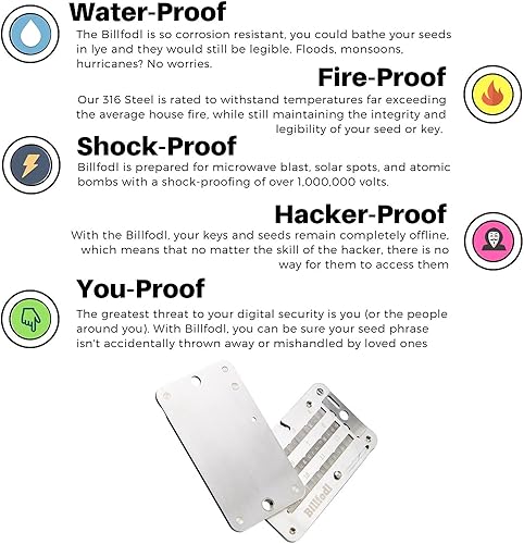 Miniatura 7 de Paquete Cartera de hardware Ledger Nano S + Billfodl para respaldo de palabras semillas, la mejor cartera criptográfica + cartera fría para