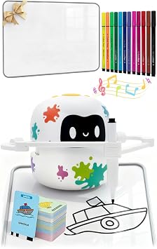 Mewaii Drawing Robot for Kids with 150 Cards & Erasable Board, Educational Drawing Machine with Voice Guidance Music 12 ColorPens Montessori Painting Learning Toys Birthday Gift for Boys Girls Age 5-8