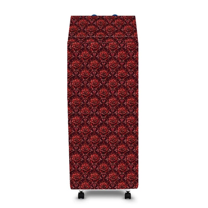 Image of PVC Cooler Cover Suitable for Symphony Diet 22T 22-Litre Portable Air Cooler Waterproof, Dustproof, Size (HxWxD) 96.52X34.29X36.83 Cm, Red Flower.