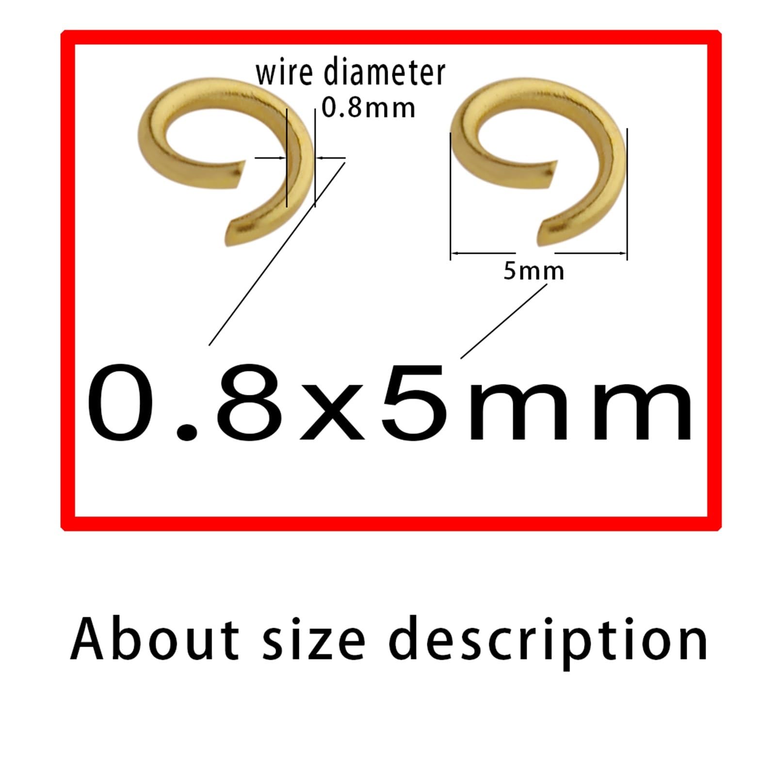 Pierścienie ze stali nierdzewnej, 3-8 mm, otwarte kółka ze stali nierdzewnej, różowe złoto, 100 szt., srebrne (0,6 x 4 mm)