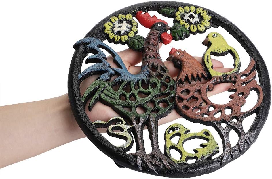 Blасk Frіdау Sаlе 2022 Sumnacon 2 Pcs 8 Inch Cast Iron Trivet - Decorative Round Trivet Mat Hot Pot Holder Pads with Vintage Pattern and Rubber Pegs/Feet for Rustic Kitchen Counter Or Dining Table