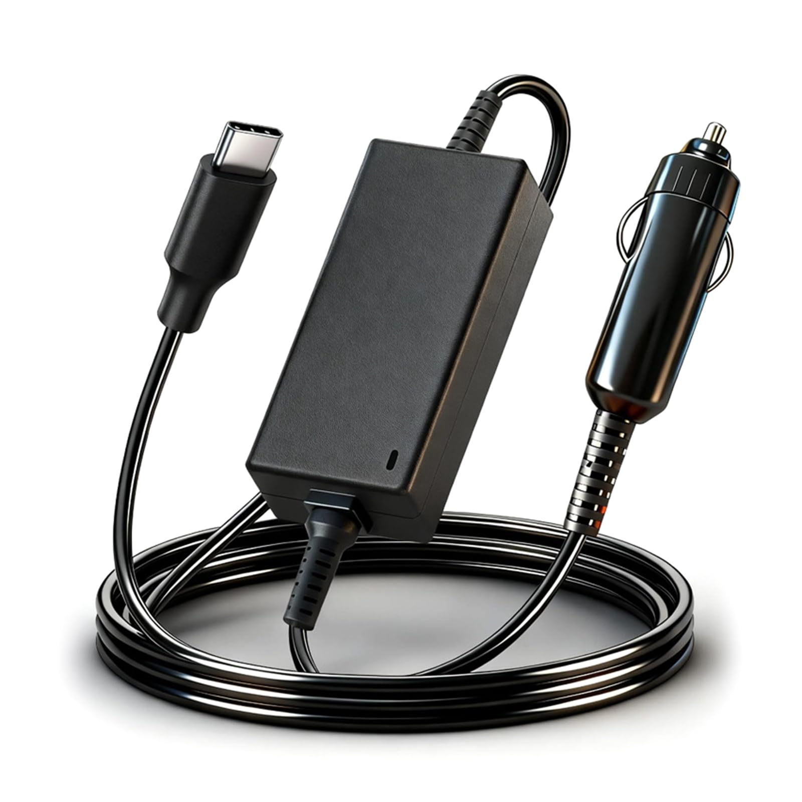 Carga de coche USB C de velocidad rápida de 100 W, compatible con la mayoría de portátiles, durabilidad, construcción de metal ABS, cable de carga rápida USB C