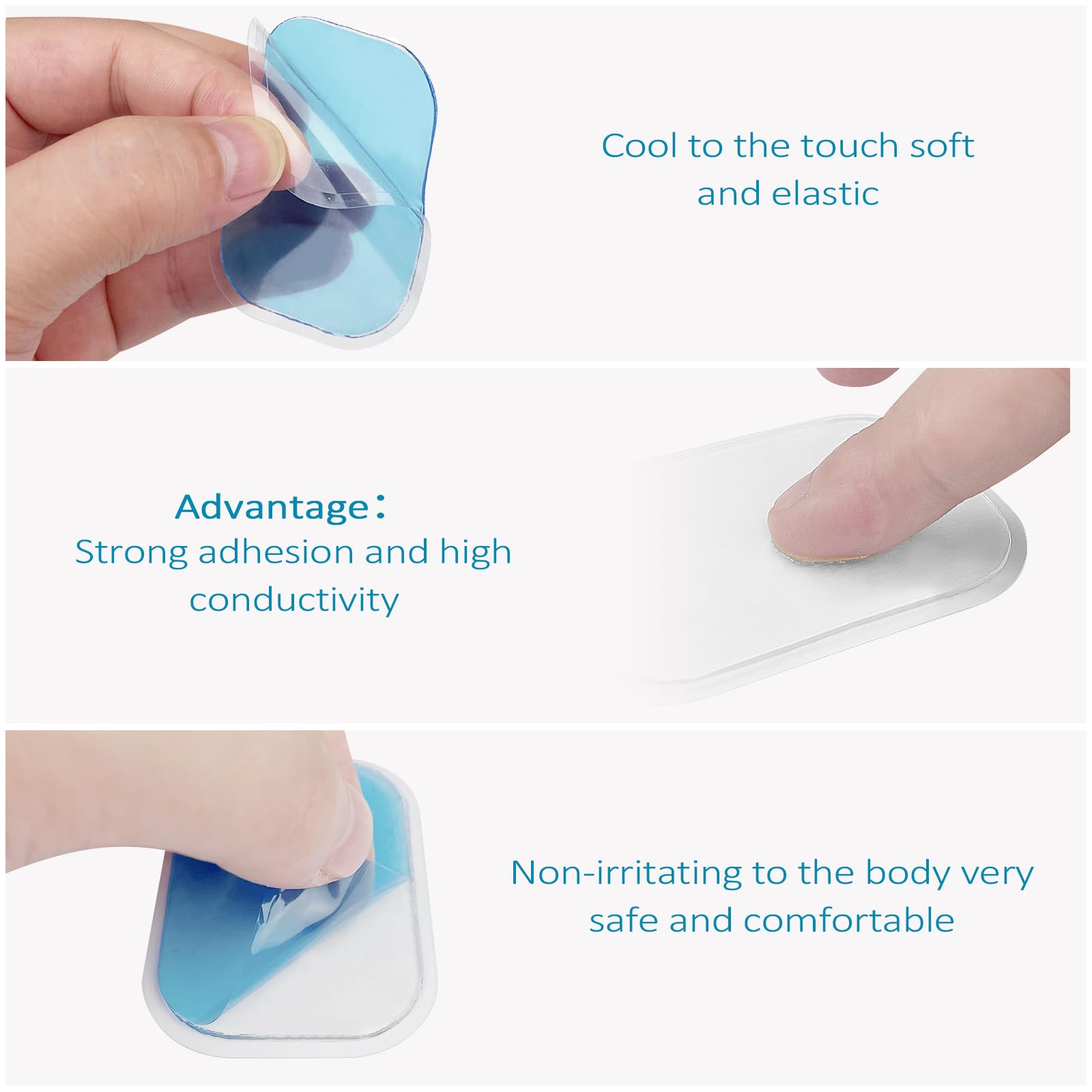 Fousenuk 60 Pezzi Elettrodi per Elettrostimolatore, Addominali, Ricambio Gel Elettrostimolatore, per a Elettrodi Cintura e Glutei, Foglio Gel di EMS ABS Gel Training, per Abdominal Muscolare