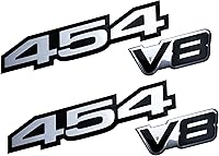 Vista 1 de Combo de plata sobre negro 454 y negro sobre plata V8 altamente pulido de aluminio en relieve, placa de identificación compatible con 454 V8 Chevy
