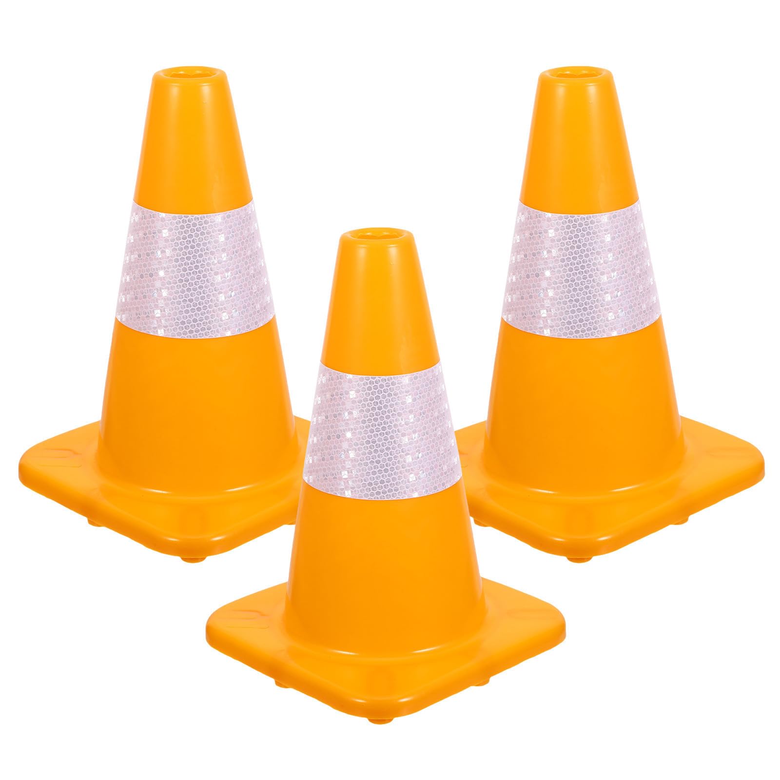 3 Pièces Cône de Signalisation Routière Jaune en Plastique