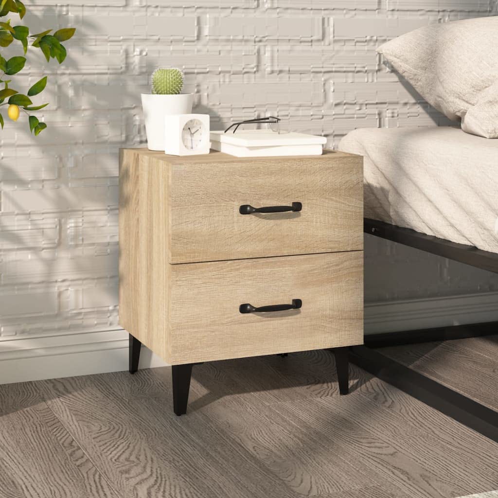 Table de chevet chêne Sonoma 40x35x47.5 cm avec tiroirs pour chambre
