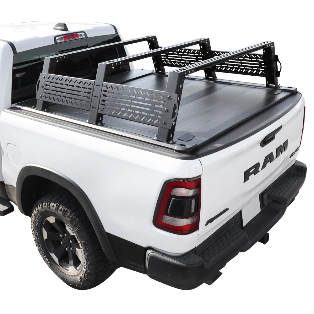 Syneticusa MR Retractable Hard Tonneau Cover with Rack Fits 2020-2025 Chevy Silverado/GMC Sierra 2500 HD/3500 HD 6'8