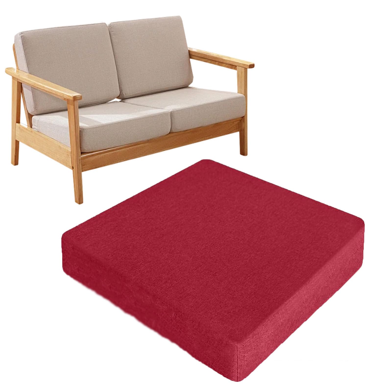 Cojín de asiento antideslizante para personas mayores, 35 x 35 x 10 cm, cómodo cojín para silla de ruedas y jardín, cojín grueso de apoyo en color rojo vino para máxima comodidad
