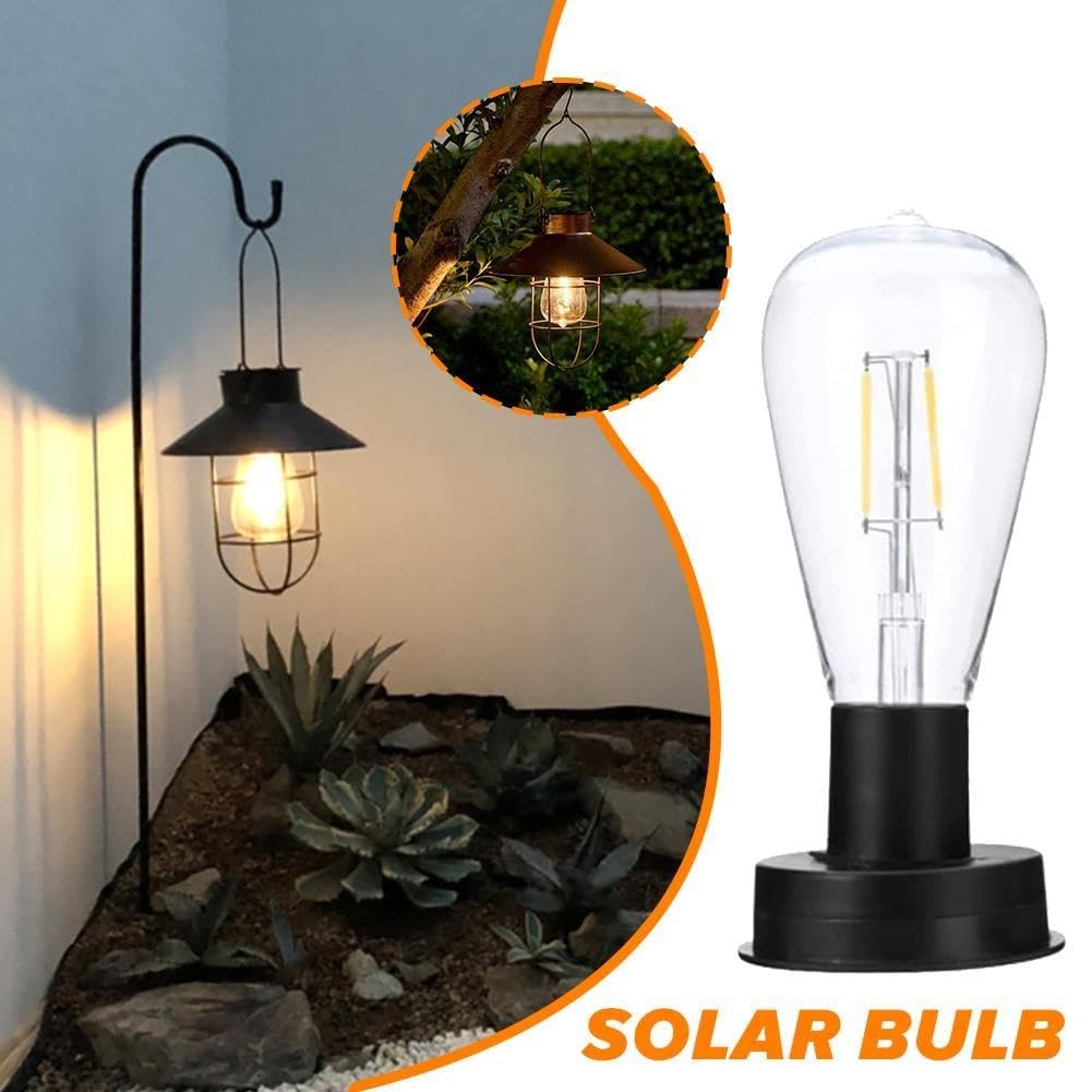 1 x żarówka solarna LED, 7 cm, filament wolframowy, automatyczna lampka nocna IP65, dekoracyjna, odporna na warunki atmosferyczne, oświetlenie ogrodowe