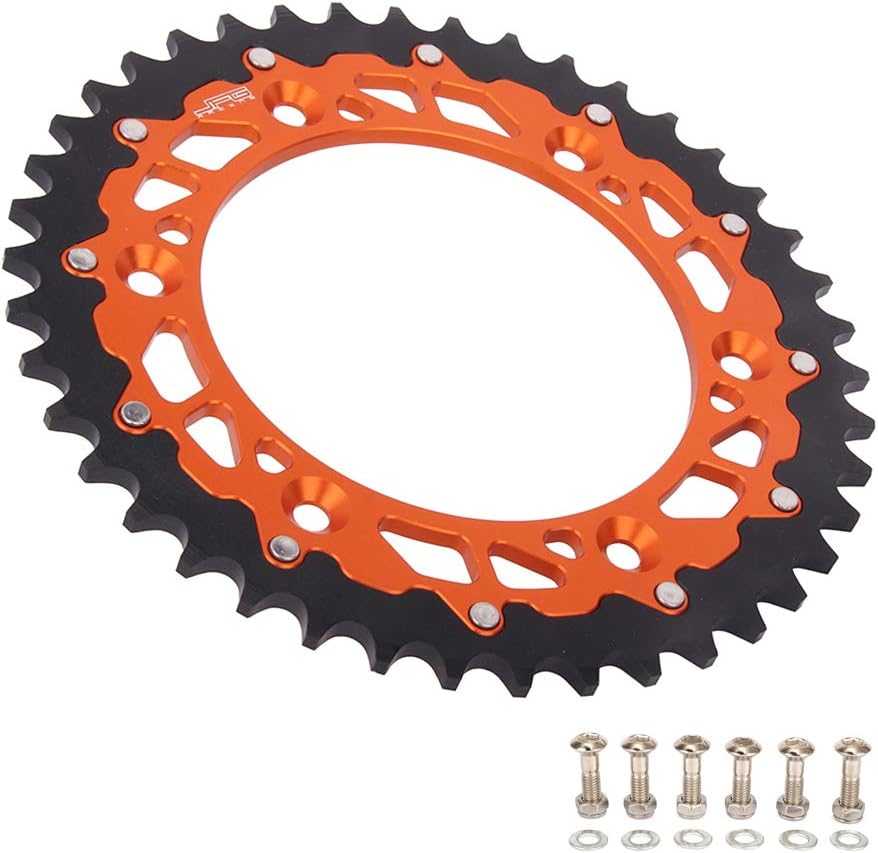 42T Teeth Rear Chain Sprocket For EXC EXC-F EXE SX SX-F SXS SXC XC-W XC XC-F XCFW MXC SMC SMR 125 144 150 200 250 300 350 380 400 LC4 450 500 520 525 530 540 560 640 690 790 Orange