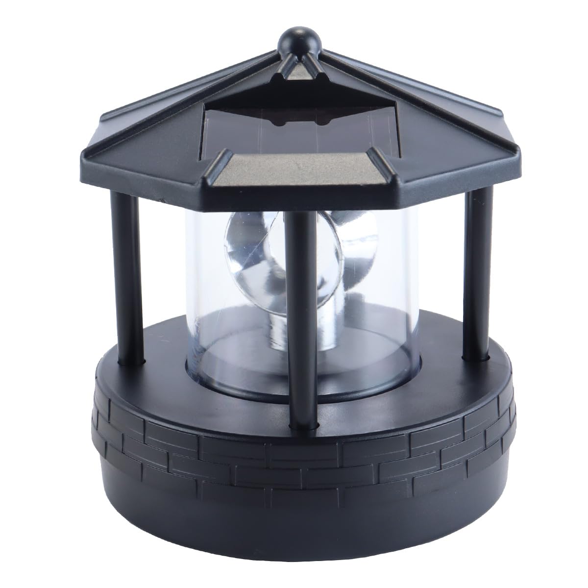 Faro solar giratorio, lámpara impermeable para exteriores, ideal para jardines y césped (negro)