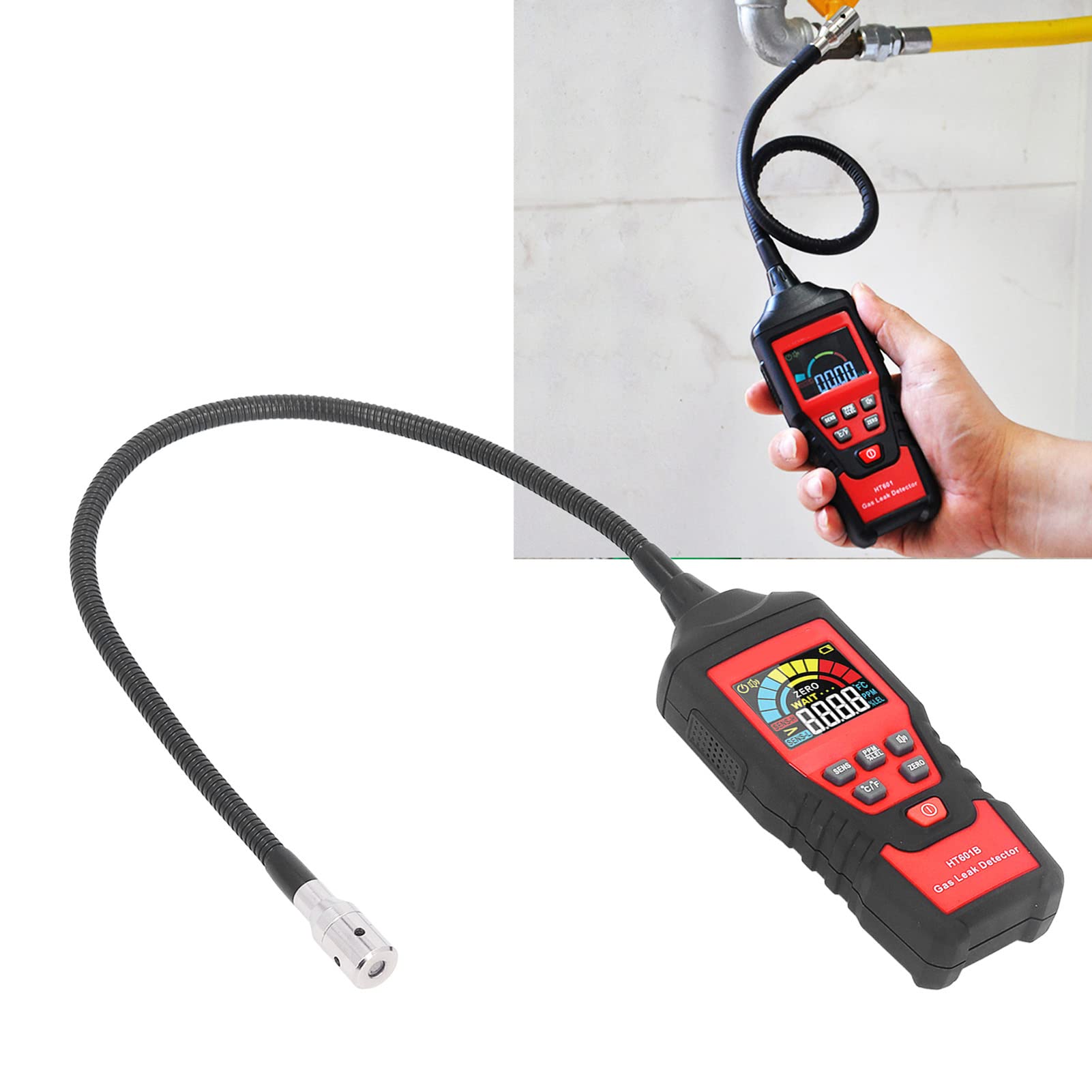 Détecteur de Gaz Naturel Détecteur de Fuite de Gaz avec Compteur de Monoxyde de Carbone Portable à Affichage Numérique LCD