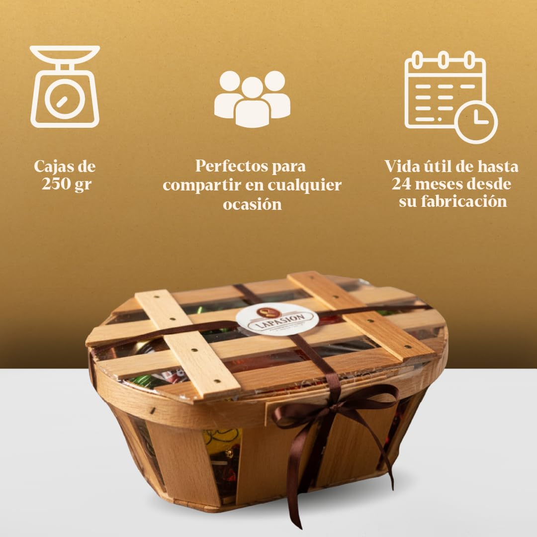 LAPASION - Frutas de Aragón con chocolate | Frutas cubiertas con chocolate | cestas para regalar | Surtidos de Chocolates |fruta confitada | 250g x 2 cestos