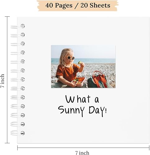 Vista 200 de Álbum de recortes de 8 x 8 pulgadas, álbum de recortes de papel kraft de tapa dura, álbumes de fotos, 40 páginas, perfecto para fotos de 4 x 6 / 5 x