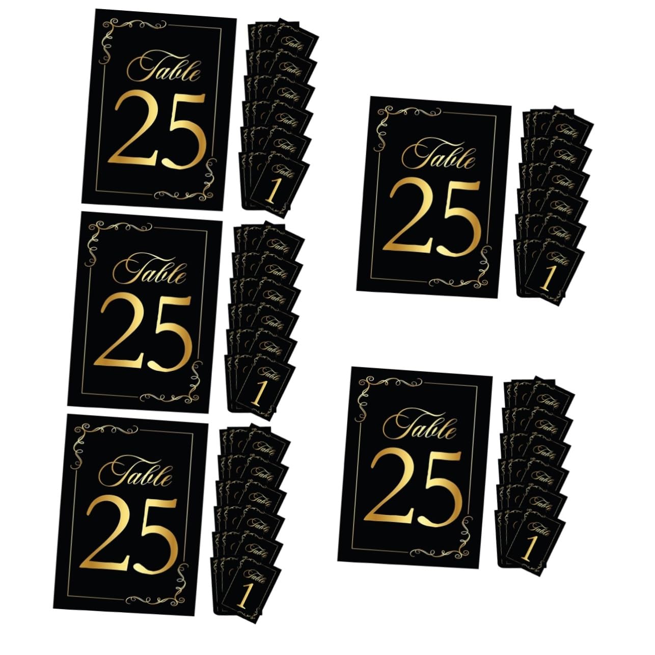 5 Sätze Tischnummern Karten Schwarze Goldfolie Tischkarten Für Hochzeiten Geburtstagsfeiern Und Veranstaltungen Wiederverwendbare Platzkarten Tischdeko 30 Stück * 5