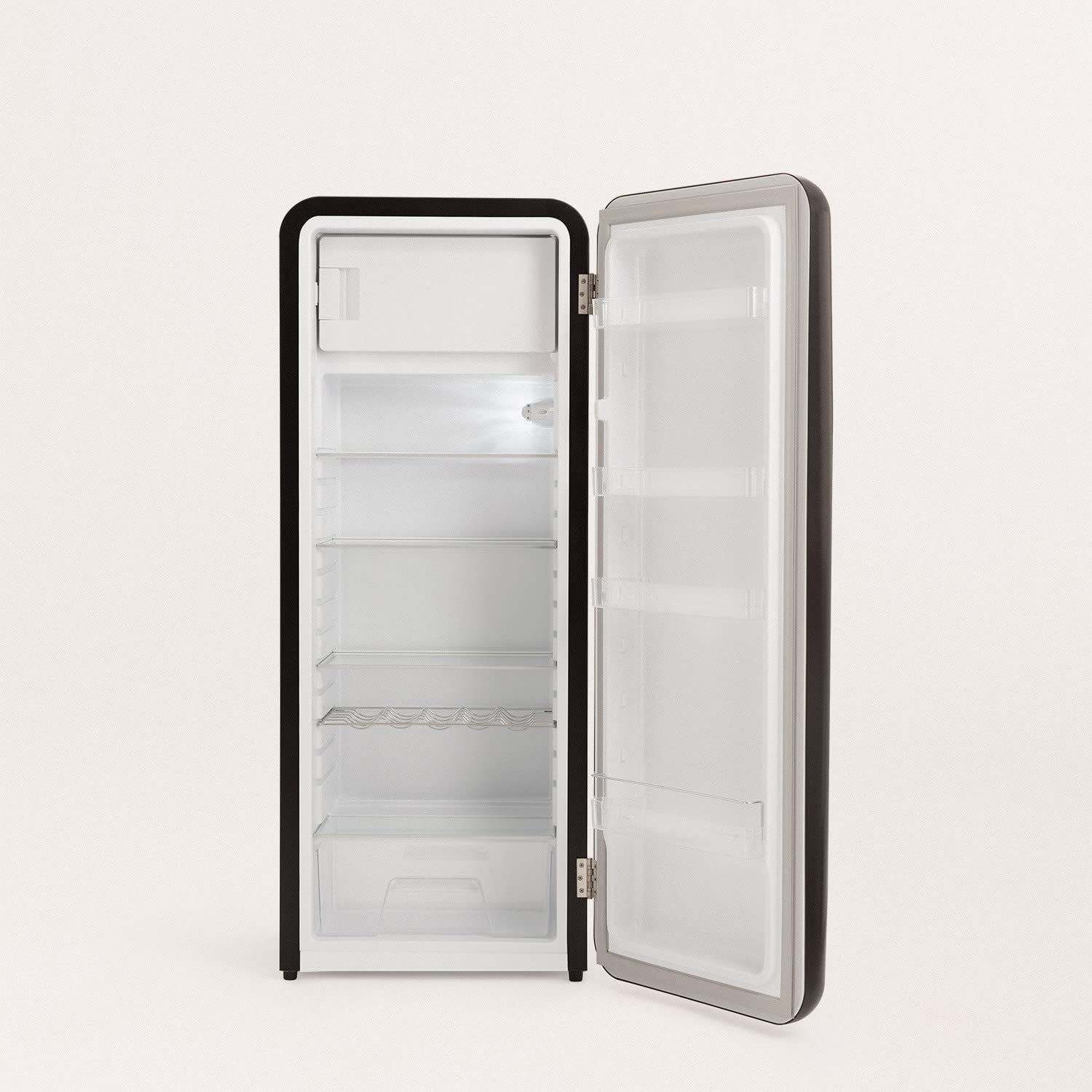 CREATE / RETRO FRIDGE 150 WOOD/Frigorífico blanco roto maneta madera con congelador 281L / 102W. bajo consumo. diseño vintage. 150cm. 3 estantes. regulador temperatura. botellero. 60x60x150cm — view 174