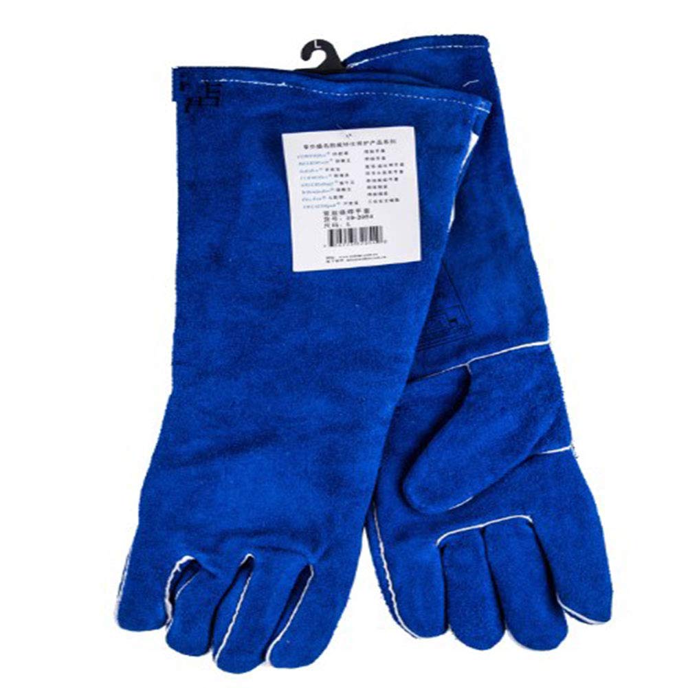Gants de Soudeur en Cuir Forgé Résistant À La Chaleur/Aux Températures Élevées,Gants de Camping/Cuisine/Barbecue Avec Gant Ultra-Long À Manches Longues de 46 Cm