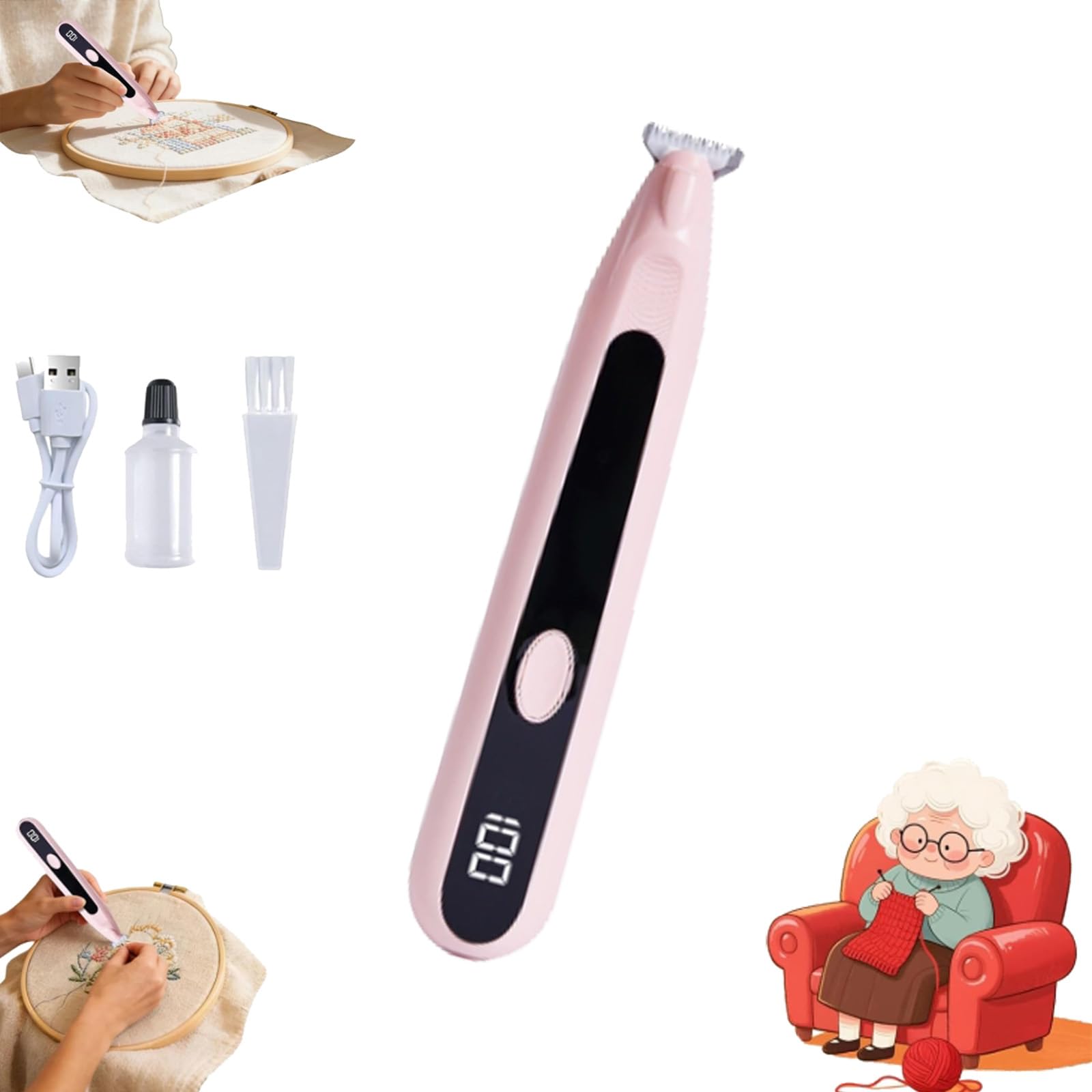 ZBELLO Electric Seam Ripper, Electric Embroidery Removal Tool, Stitches Eraser for Embroidery, Rechargeable Stitche Remover Tool, for Sewing & Embroidery Projects (PINK)