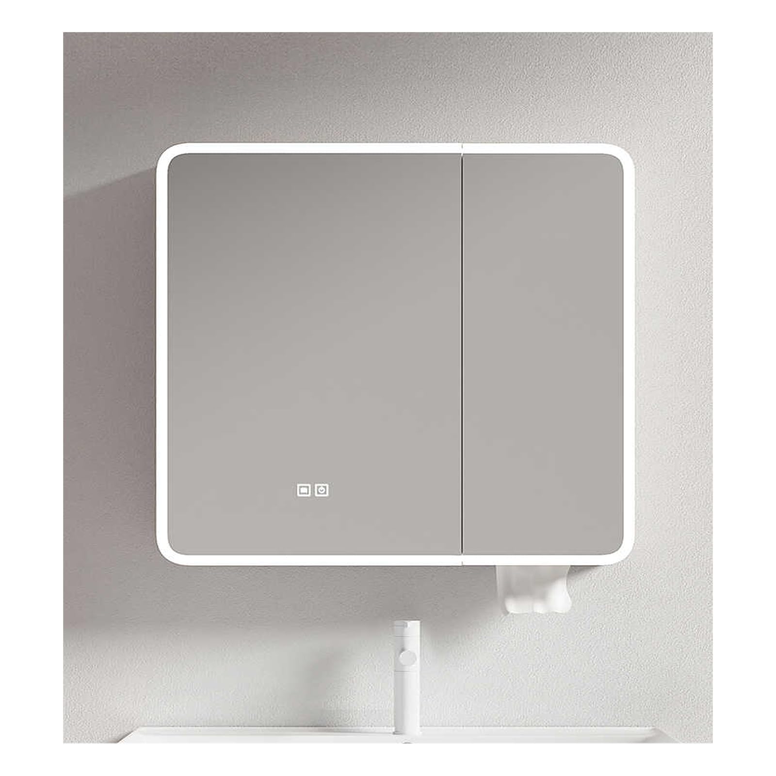 FLYIODFCXV bathroom mirror cabinet, With 2 Mirrored Doors，Rounded Edges, Defogger Function, Large Storage Capacity(80 * 70cm/34.5 * 27.5in)