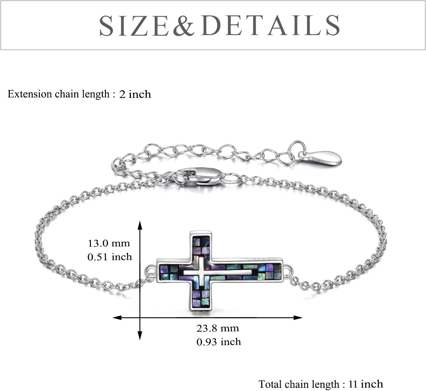 YFN Cross Bracelet Sterling Silver Religious Cross Bracelet Jewelry Gift for Women Men