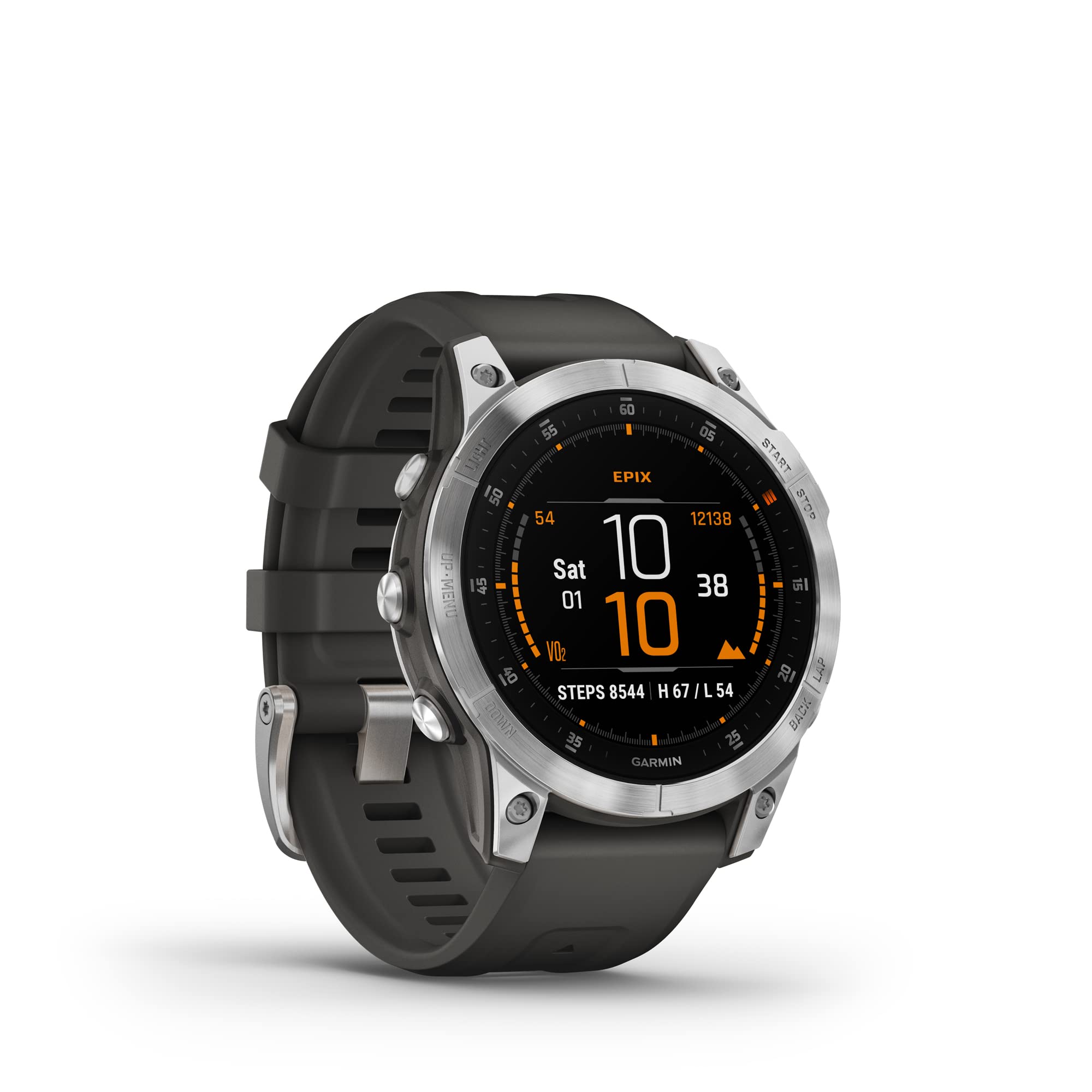 Garminepix Gen 2 Premium Multisport GPS Smartwatch (47 mm), AMOLED Touch Screen, Advanced Health and Training Features, Adventure Watch with up to 16 days battery life, Slate Steel and Black