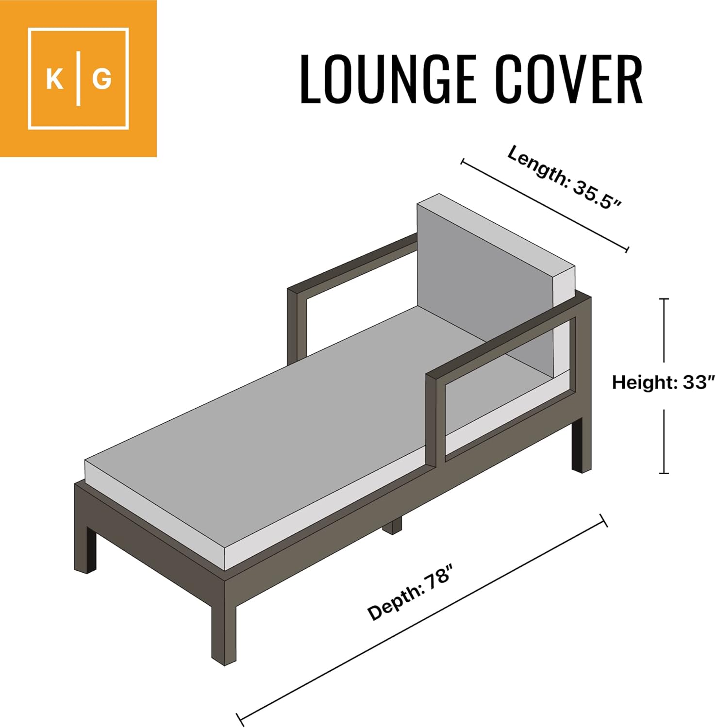Chaise Lounge Cover - KHOMO GEAR - Heavy Duty Patio Furniture Cover - Grey