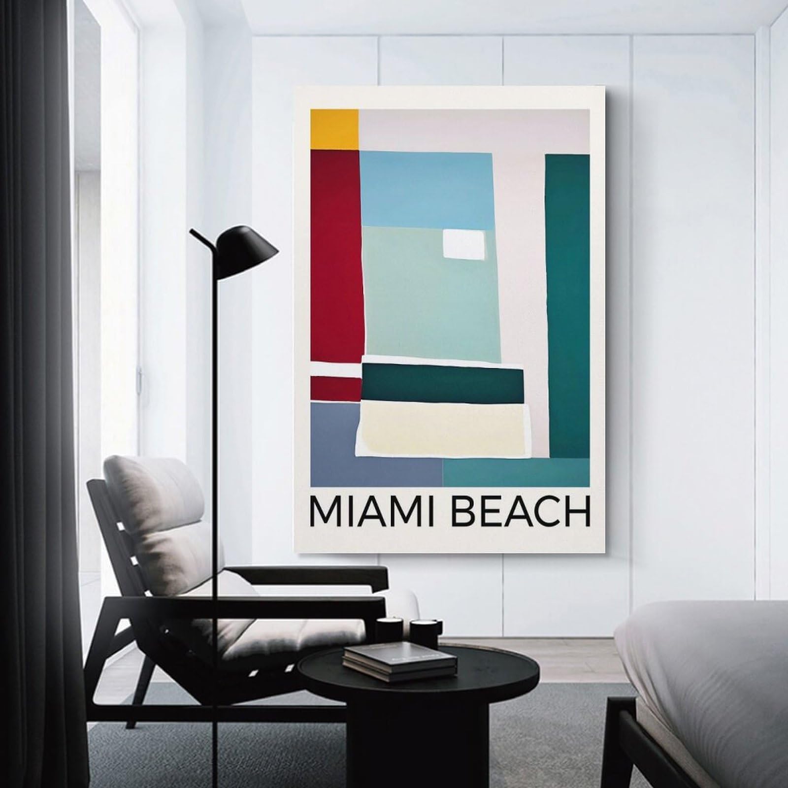 Junmoney Decorative Canvas Print Miami Beach, 24x36inch(60x90cm), for Entrance Walls, Hall Decor Or Foyers, A Stylish Accent for Home Entrances