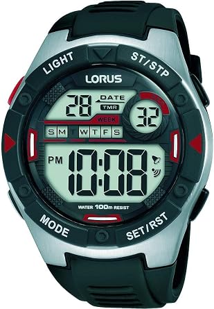 Lorus Sport Men's Watch Chronograph Stainless Steel and Plastic with Silicone Strap R2393MX9