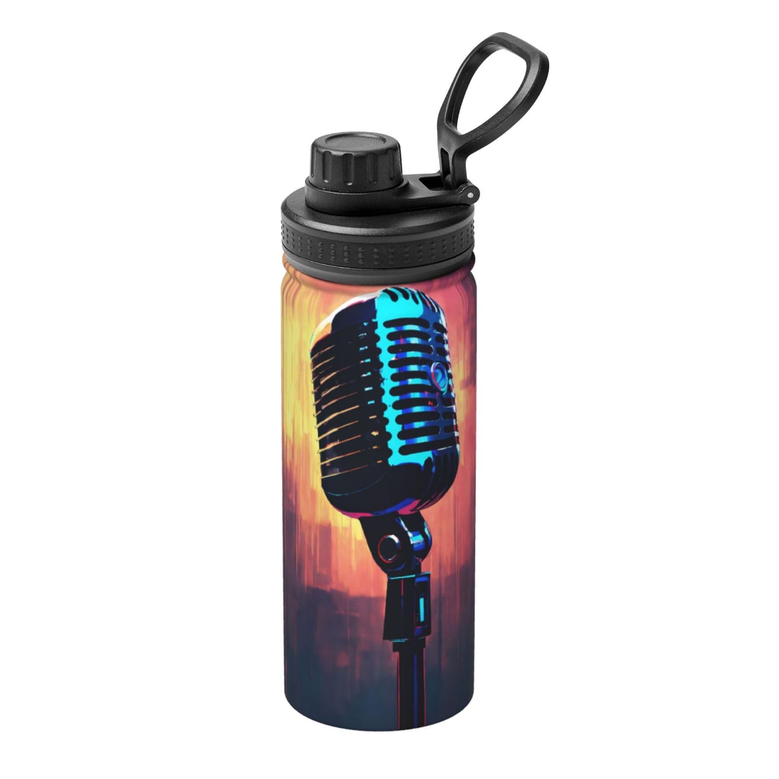 Kfjghhl Insulated Stainless Microphone With Music Note Steel Water Bottle For Sport Gym Travel Leak Camping Hiking Hydration
