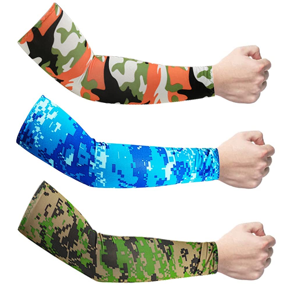 KASTWAVEKASTWAVE Sun UV Protection Cooling Arm Sleeves, UPF 50 Compression Long Arm Cover, Arm Sun Sleeves Compression UV Protection Cooling, Cycling, Driving, Golf, Running for Men & Women - 3 Pairs