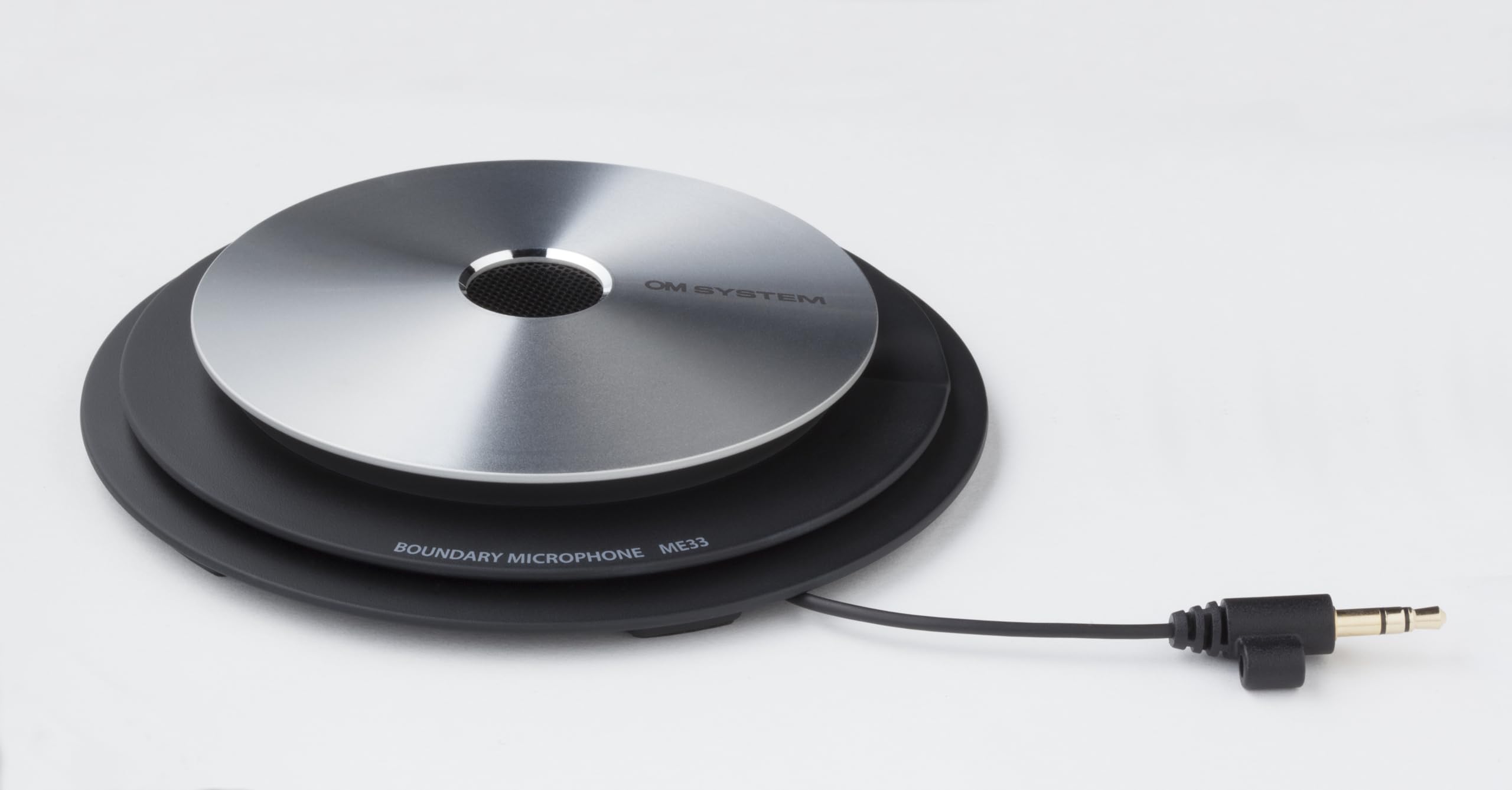 OM SYSTEM Olympus ME33 Table Top Conference Meeting Omni-Directional Microphone with Daisy Chain Capabilities, Black and Silver