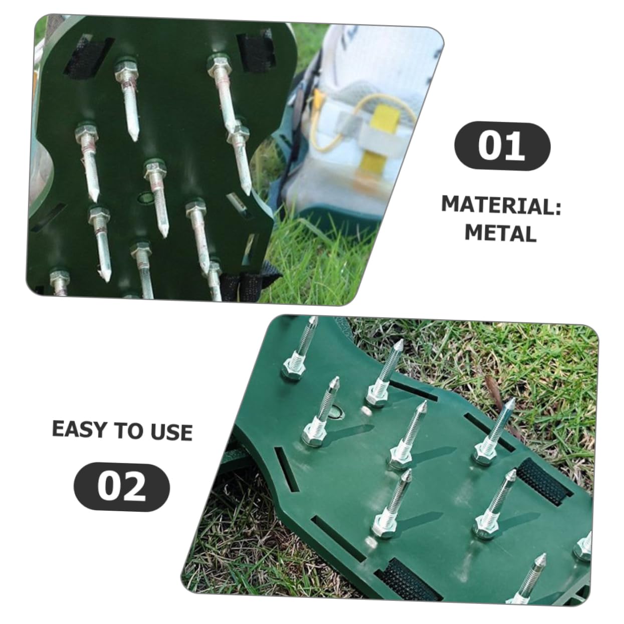 FUNOMOCYA 26pcs Aerator Shoes Lawn Aerator Tool Grass Shoes Peg Metal Nail Soil Spike Easy to Use