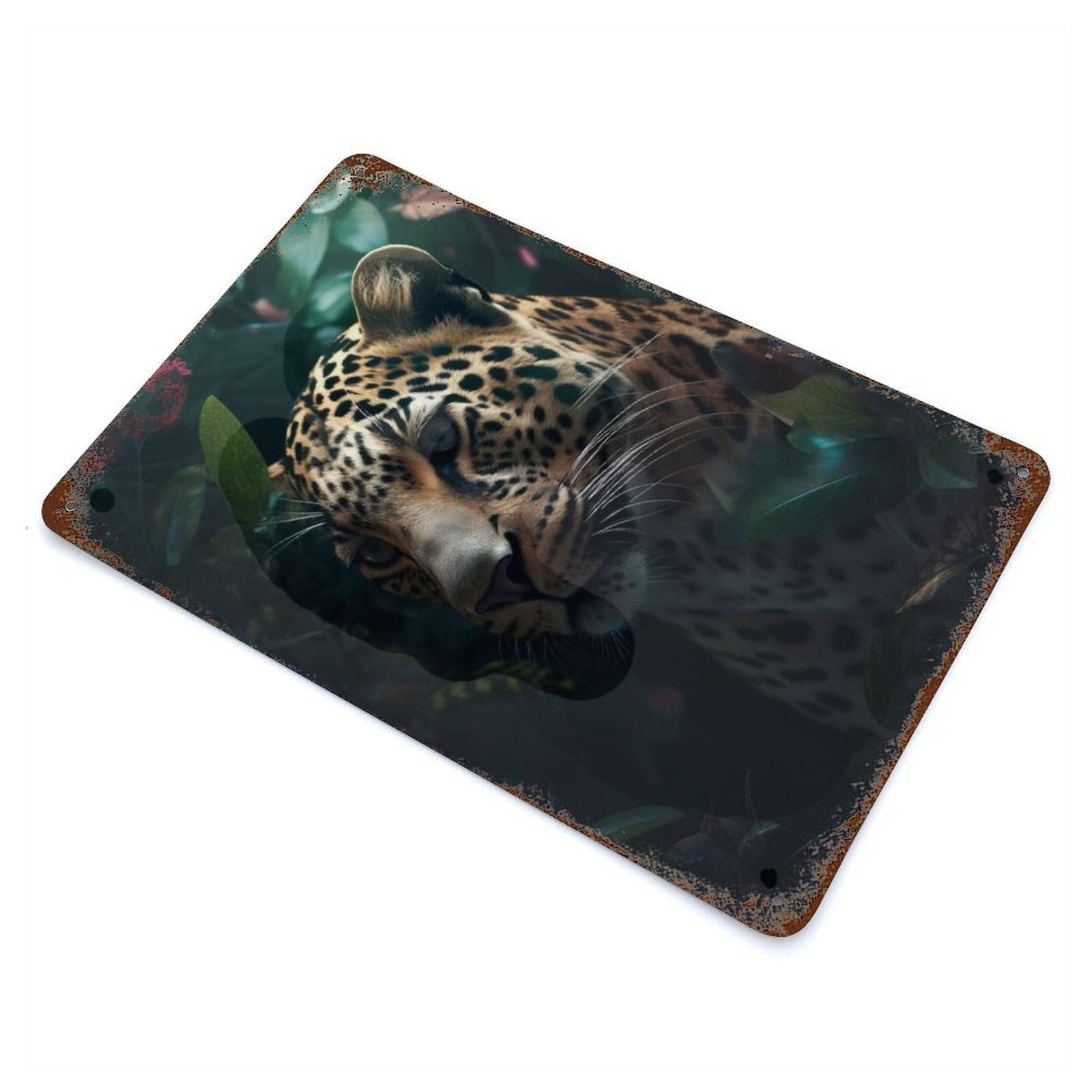 Exotic Floral Leopard Retro Metal Sign 11.8"x7.9", for Pub, Kitchen And Man Cave Decor, Retro Wall Decor
