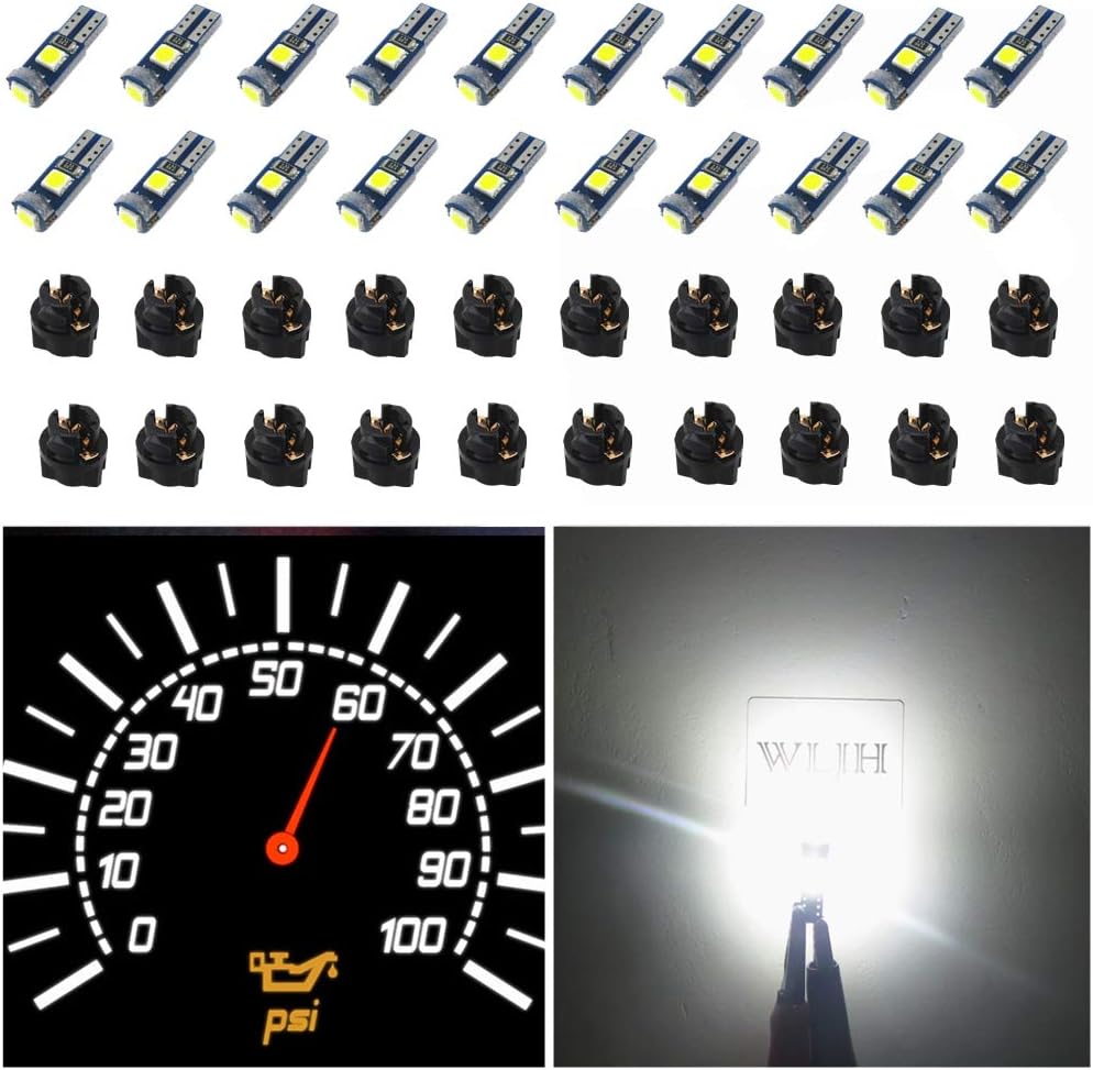 WLJH 74 Led Bulb Dash Lights Super Bright T5 2721 37 70 286 Wedge PC74 Twist Socket Automotive