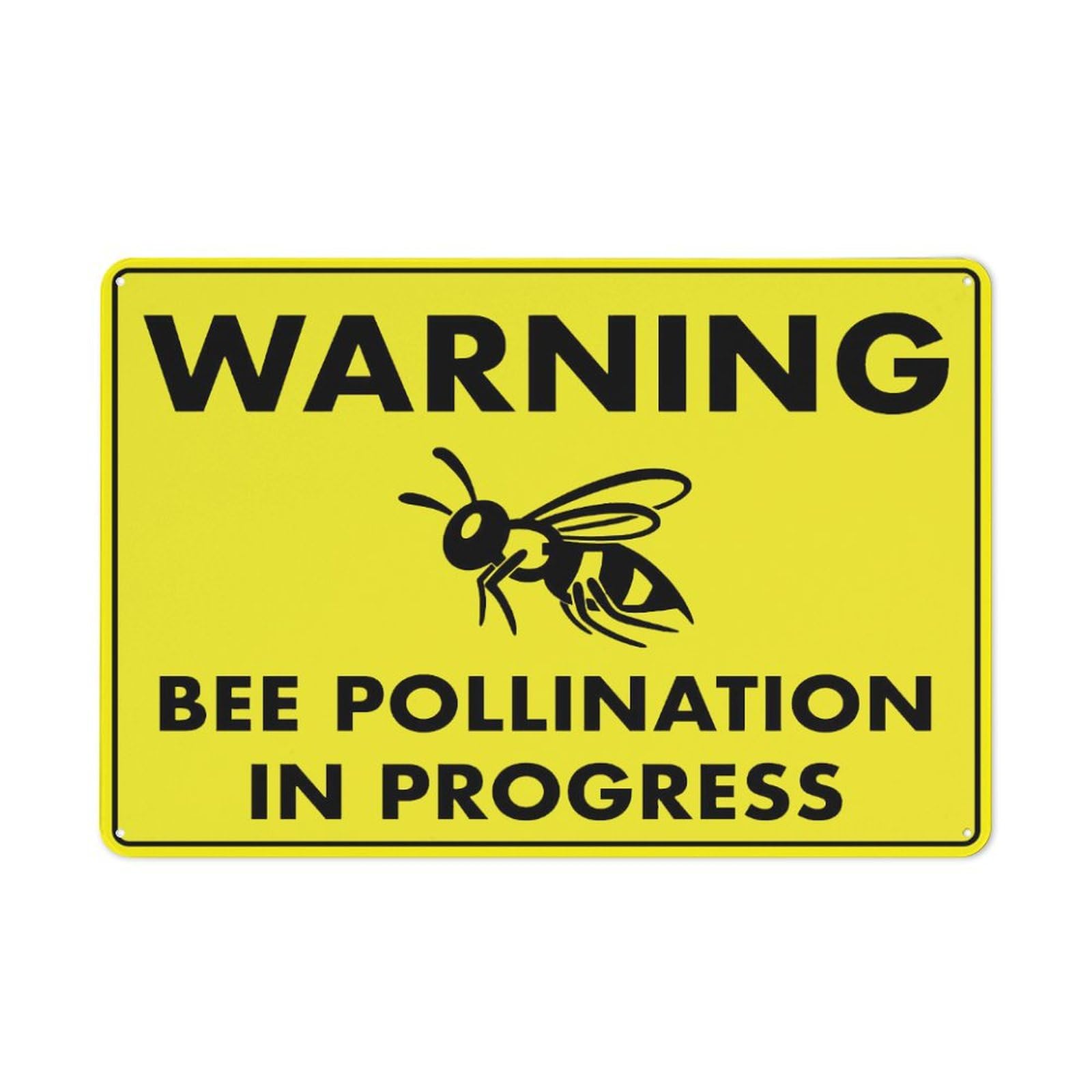 Warning - Bee Pollination In Progress Sign, 8x12 Inch Rustproof Aluminum Metal Sign, Multicolor