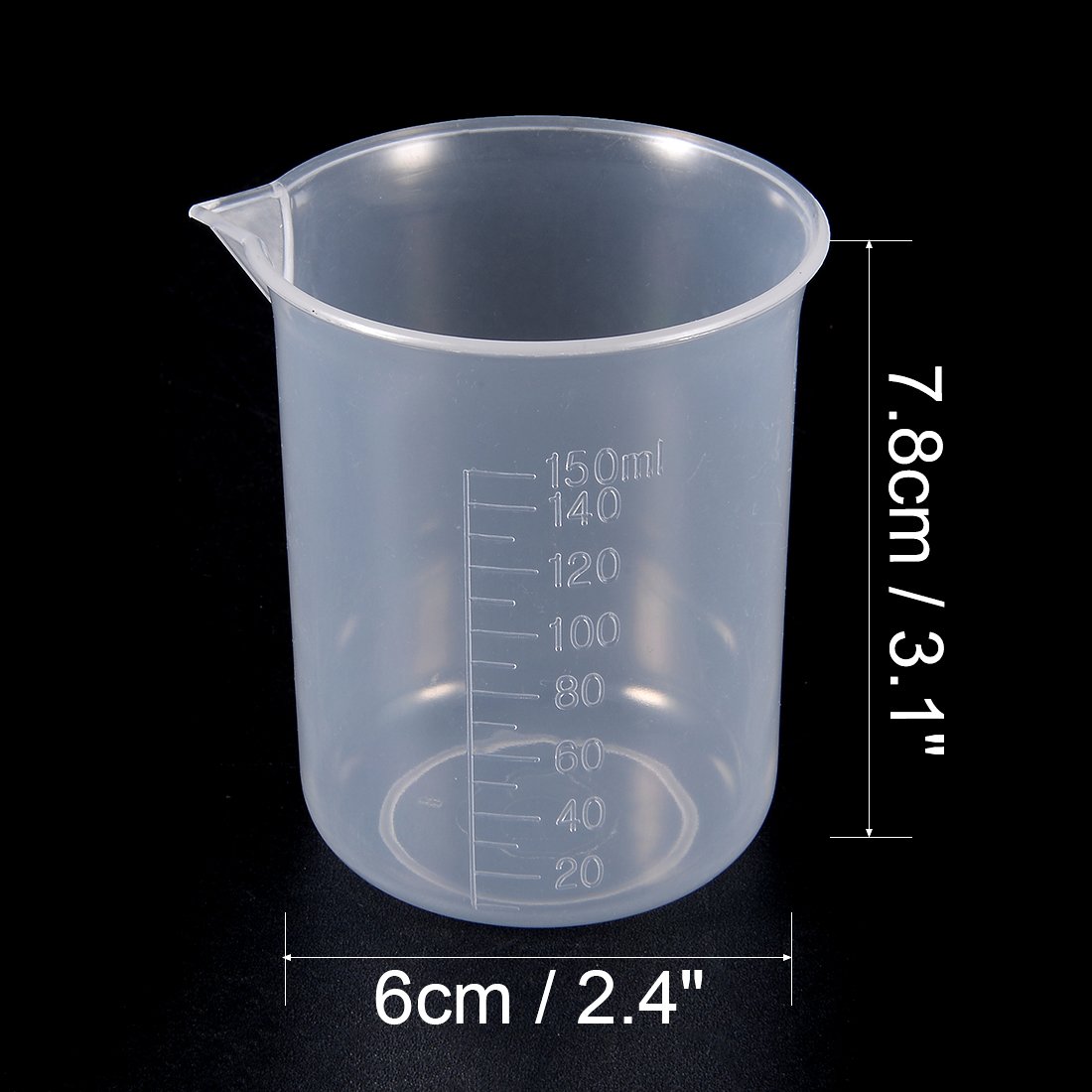 Amazon.com: uxcell Measuring Cup 150ml PP Plastic Graduated Beaker  Transparent for Lab Kitchen liquids 4pcs : Industrial & Scientific