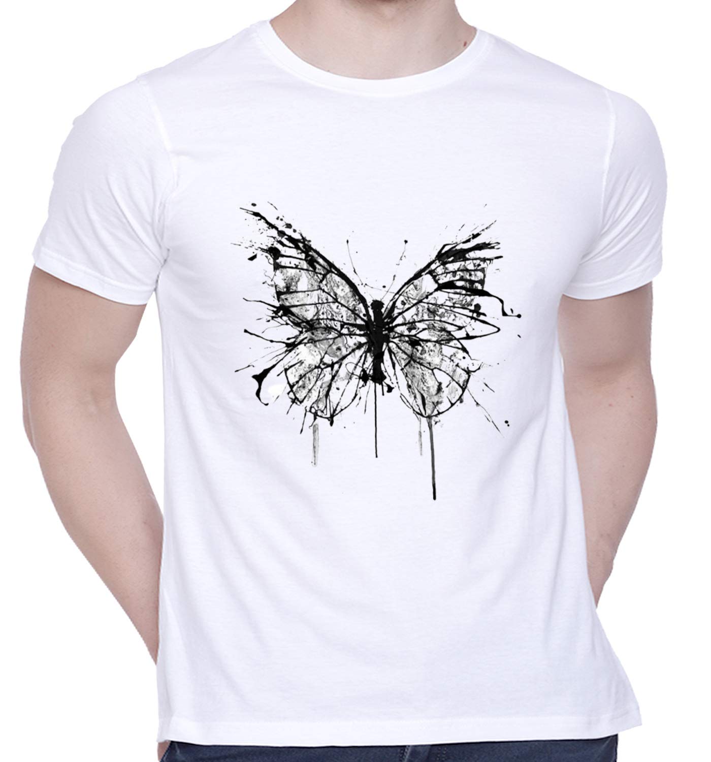 CreativiTGraphic Printed T-Shirt for Unisex Broken Butterfly Tshirt | Casual Half Sleeve Round Neck T-Shirt | 100% Cotton | D00663-367