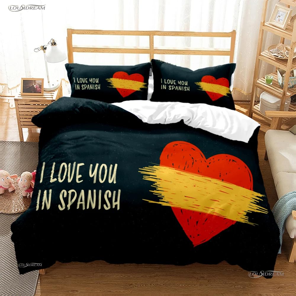 QBIDCSX Bedding Double Bed Set LOVE Bedding Double Bed Set - Microfibre Quilt Cover 230x220 cm - Comforter Cover with 2 Pillowcases(Double)