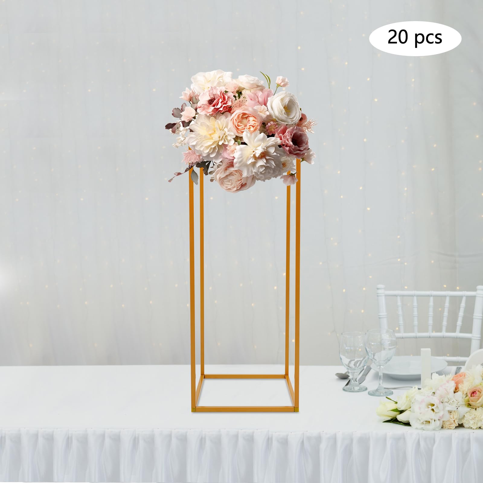 Blumenständer Gold 20 Stück Hochzeitsdekoration Tischdekoration | 20 Stück goldene Blumenständer – Robuste Eisenkonstruktion für Hochzeiten und Feiern