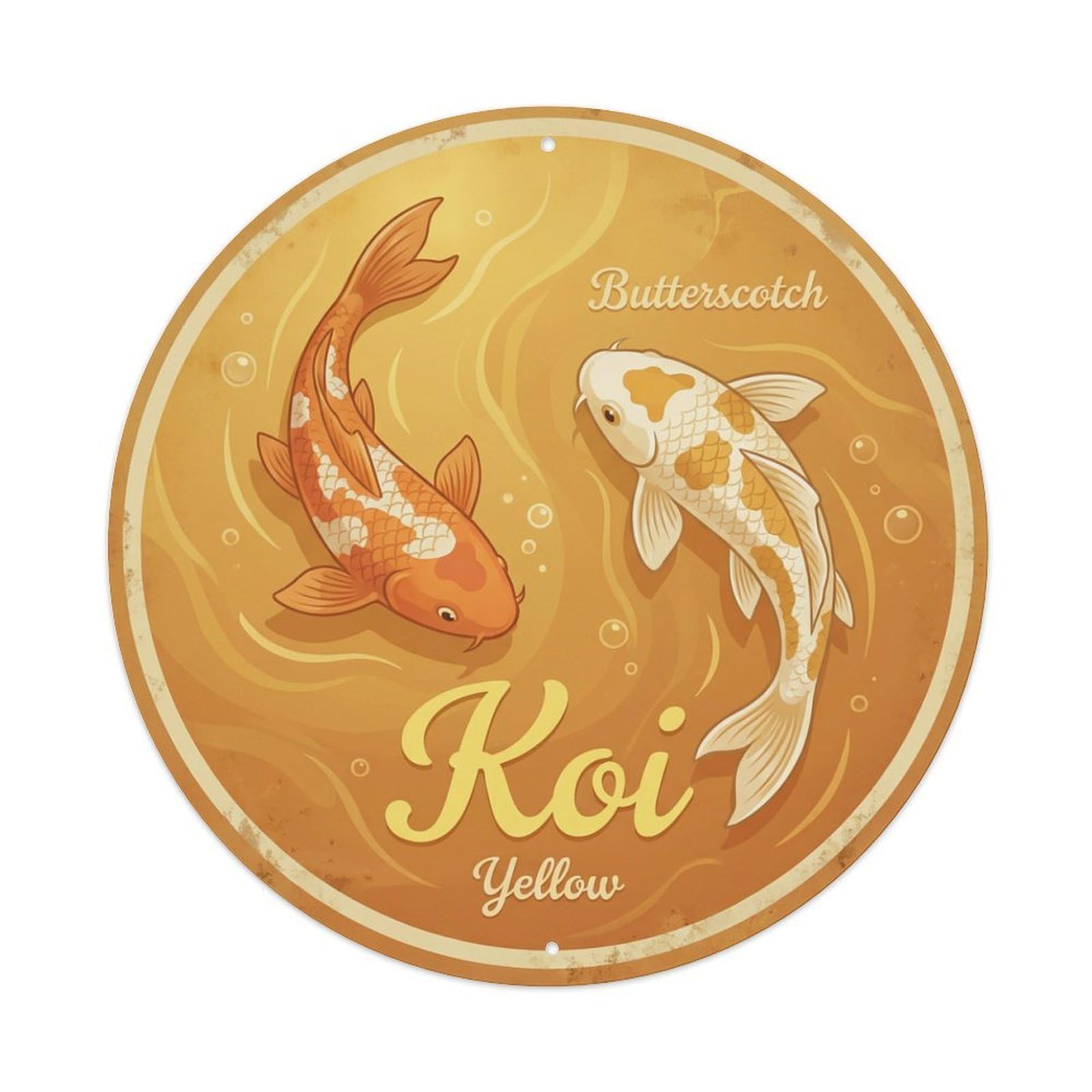 Koi Fish Butterscotch Yellow Waters Sweet Golden Warm Smooth Metal Tin Sign