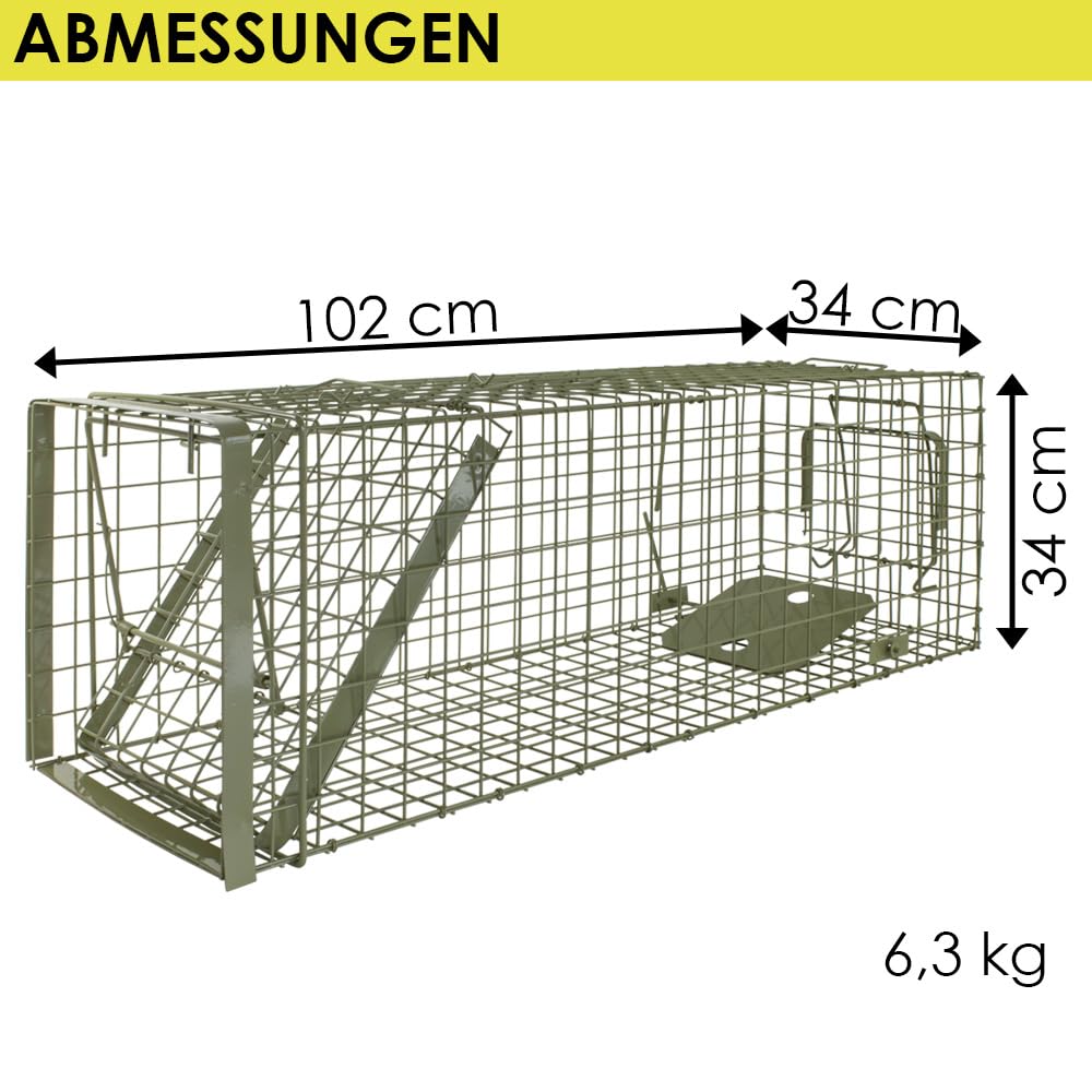 Petigi Lebendfalle Grün Drahtfalle Marder Lebend Wiesel Garten Kaninchen Abwehr Umsiedeln Falle Haus Zubehör Ratte Vertreiben Dachboden Rattenfalle 102 x 34 x 34 cm