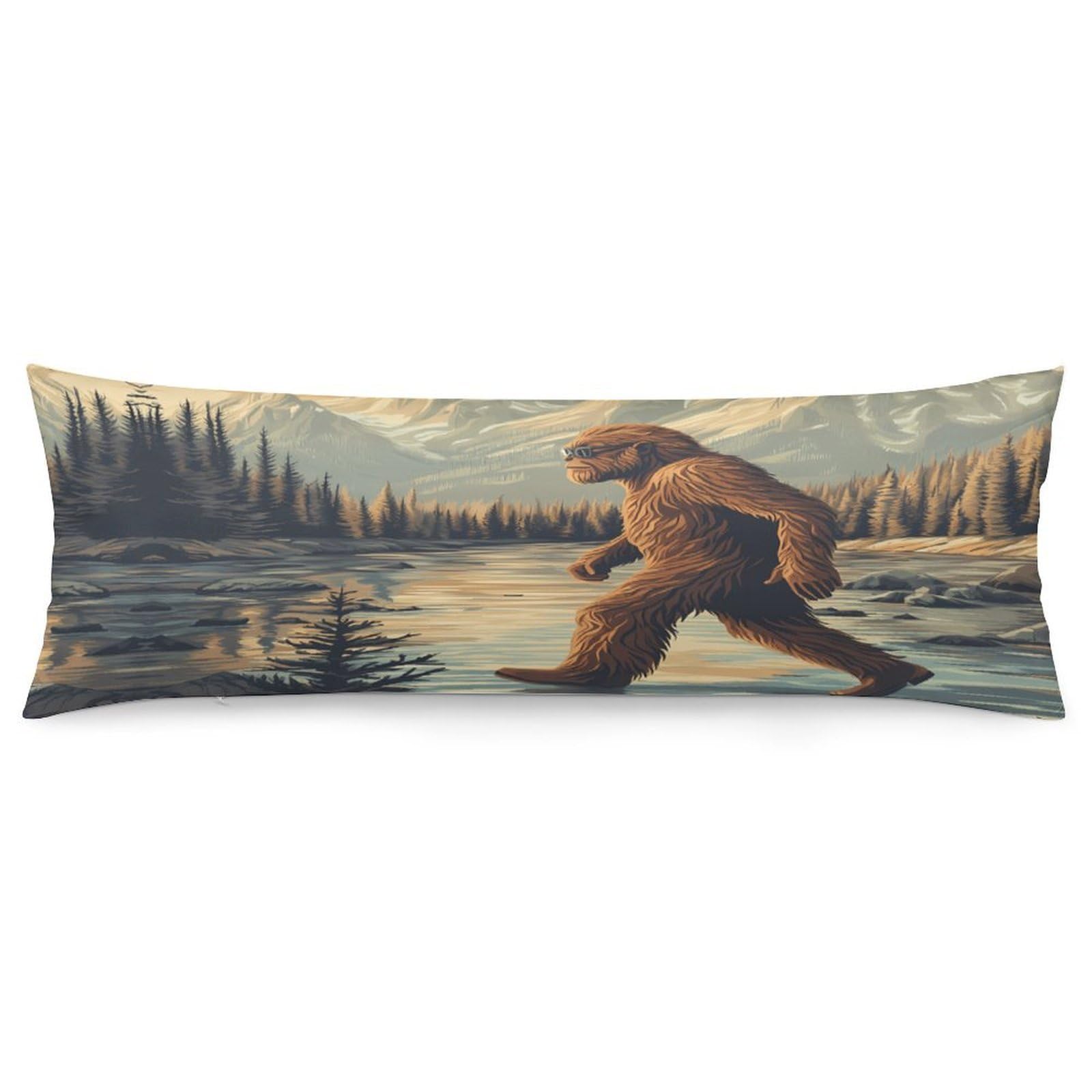 Bigfoot With Eyesglasses Throw Pillow Case Long Body Pillow Cover Pillowcase Fashion Accessories Home Decor
